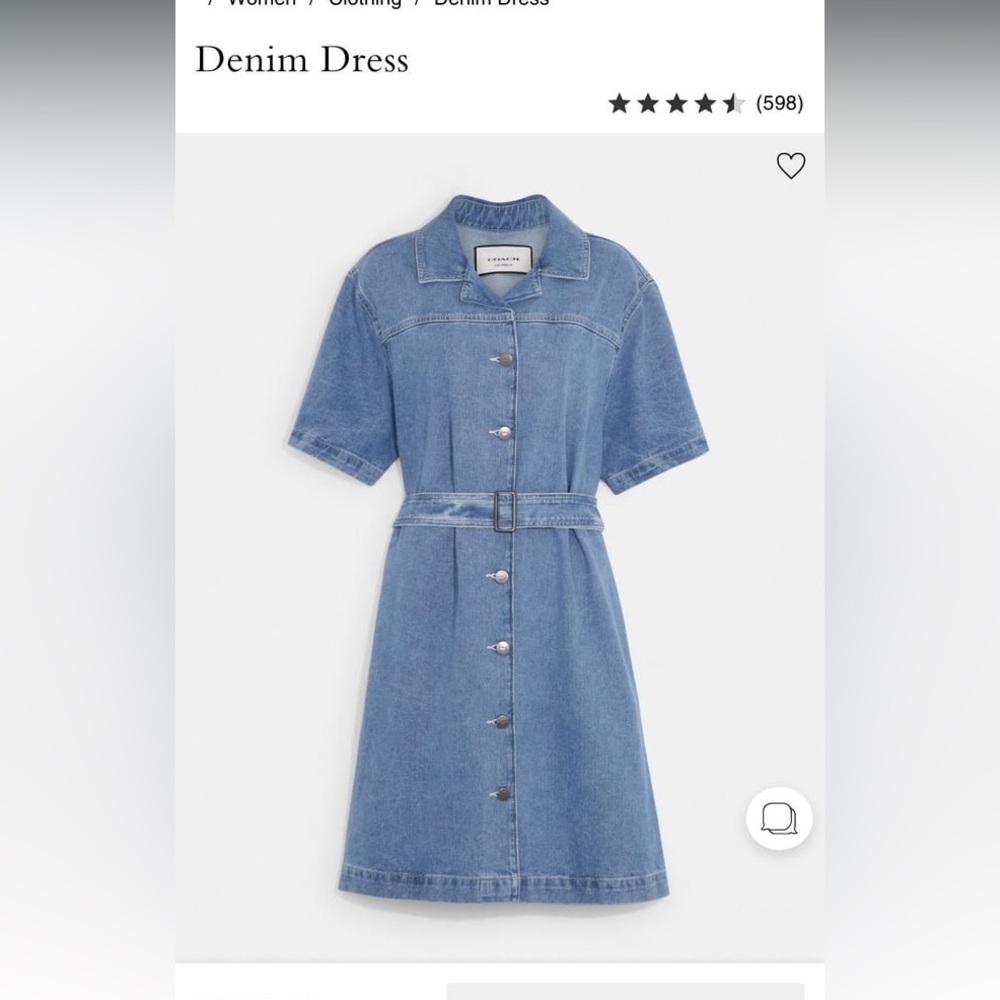 Coach Medium Blue Denim Midi Shirt Dress with Belt